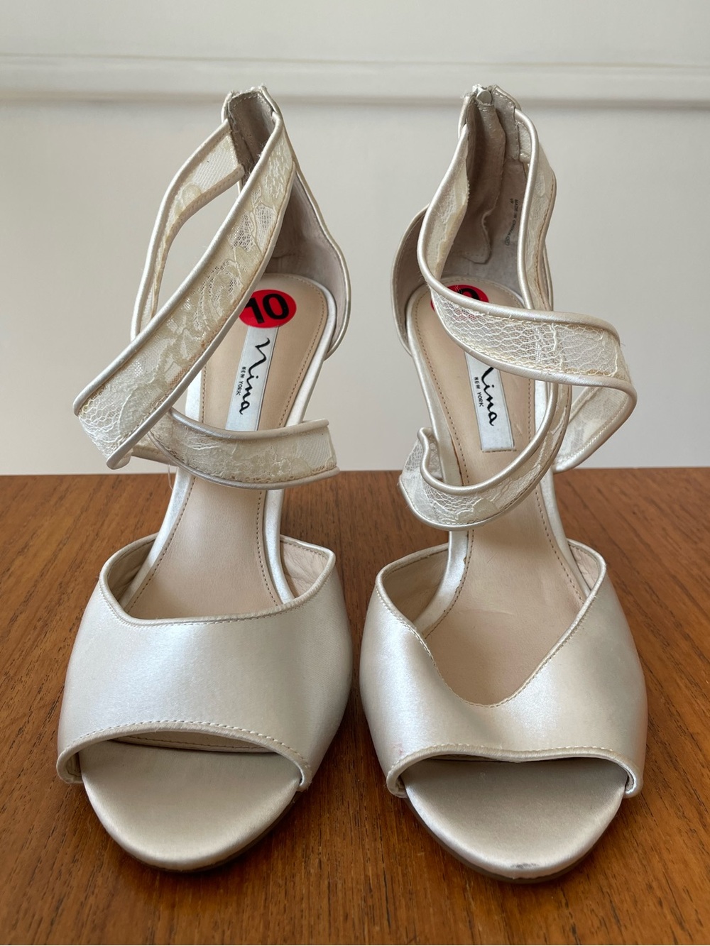 Nina New York Elyana Lace Strap Wedge Shoes Size 10